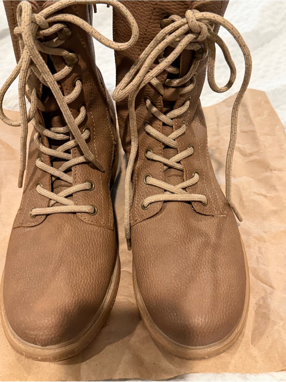 boc Brown Lace-Up Combat Boots